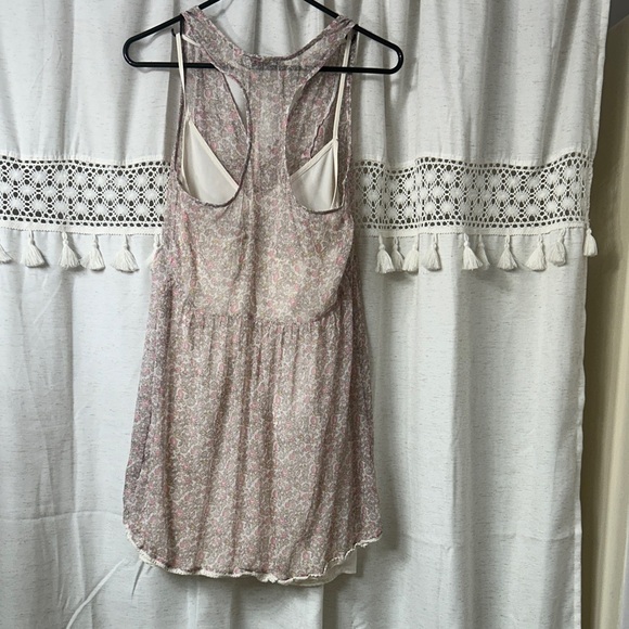 Sleeveless Pink Floral Mini Dress with Button Front - Picture 3 of 7